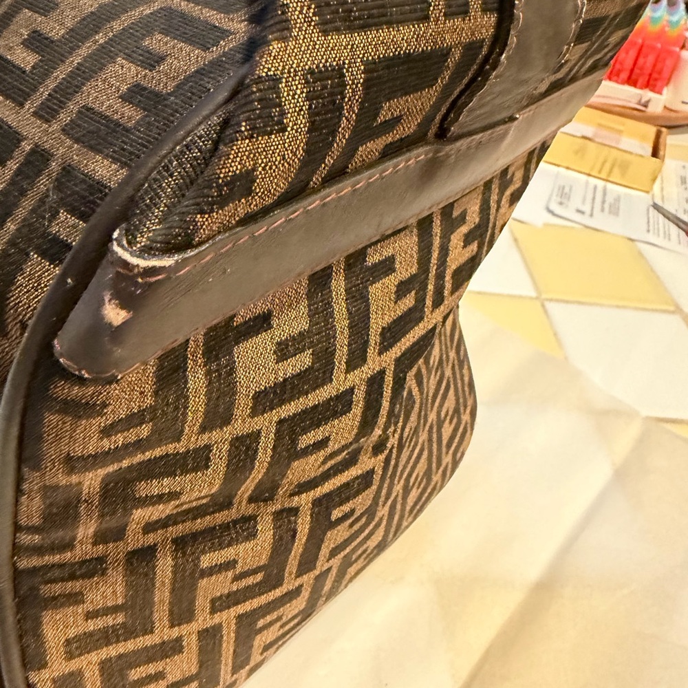 Fendi Brown FF Logo Canvas Duffel Bag - Picture 9 of 16